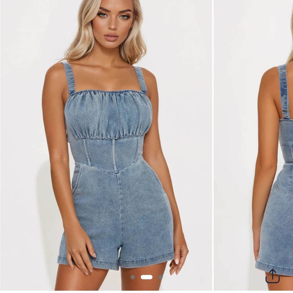 Fashion Nova Blue Denim Romper